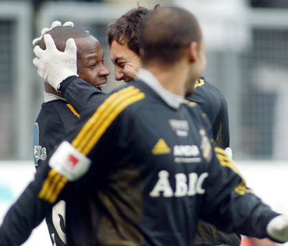 Samuel Ayorinde och Stefan Ishizaki, AIK, jubel AIK