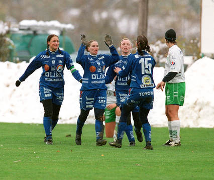 Fotboll, dam, allsvenskan, Trion - Alvik. Jubel, Alvik