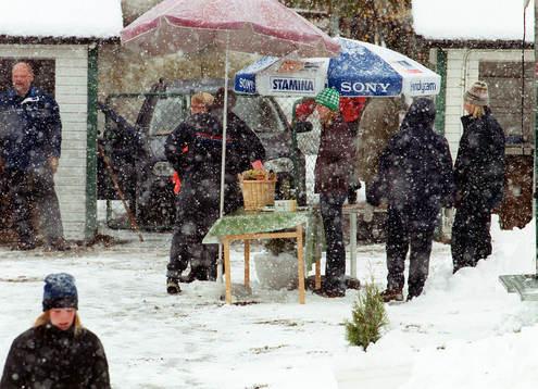 Fotboll, dam, allsvenskan, försäljning, snöoväder, snö