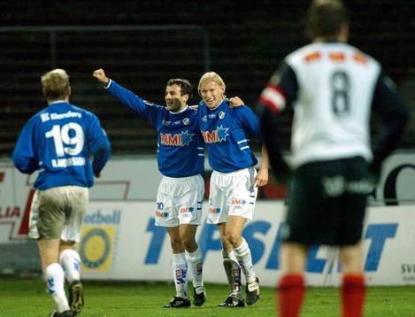 2-0 genom Per Johansson, Halmstad, jubel