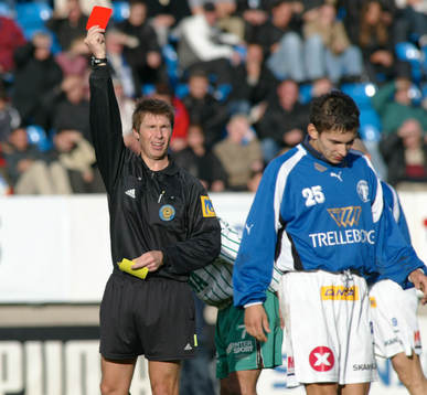 Utvisning, rött kort, Jonas Hagberg, domare