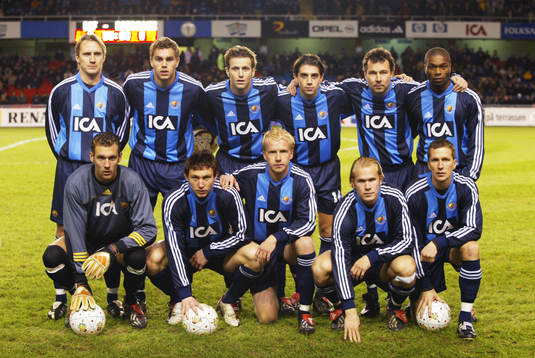 Djurgårdens startelva, bakre raden fr. v: Andreas