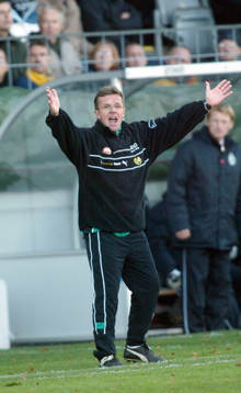 Anders Linderoth, tränare Hammarby jublar