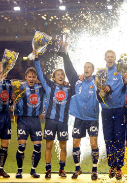 Djurgården svenska cupmästare. Louay Chanko mfl jublande