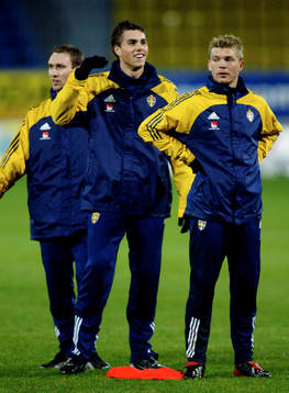 Fotboll, Träning, Niklas Skoog, Johan Elmander och Marcus
