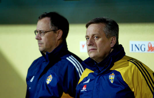 Lars Lagerbäck och Tommy Söderberg, förbundskaptener,