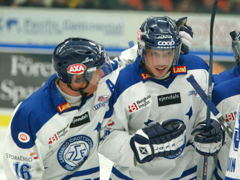 Ishockey, Elitserien, jubel, Niklas Eriksson och Daniel