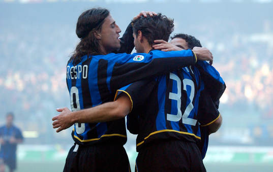 Hernan Crespo och Christian Vieri, Inter, jubel