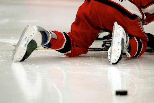 Skridsko, falll, is, puck