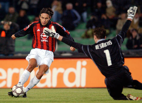 Inzaghi, Milan och målvakt