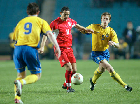 Erik Edman och Kim Källström, Sverige och Mourad Melki,