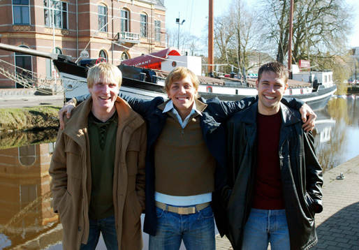Petter Hansson, Erik Edman och Stefan Selakovic vid kanalen
