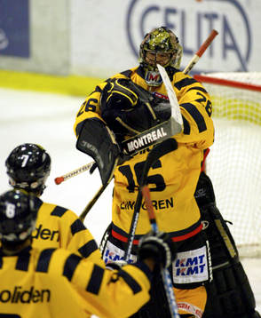 Johan Backlund, målvakt i Skellefteå, blev matchhjälte i