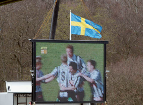 Jubel, tv, storbildstv, storbildsskärm, flagga