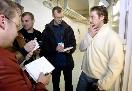 Peter Forsberg, skadad, han var inte med på träningen
