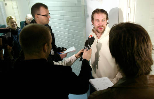 Peter Forsberg, skadad, han var inte med på träningen