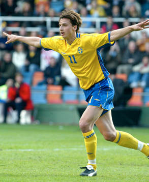 Zlatan Ibrahimovic gjorde Sveriges enda mål. Jubel