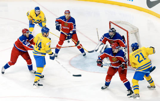 Jonas Höglund, Peter Forsberg och Henrik Zetterberg,