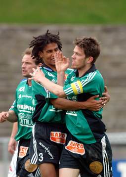 Marco da Silva och Fredrik Ulmstedt jubel, 1-1