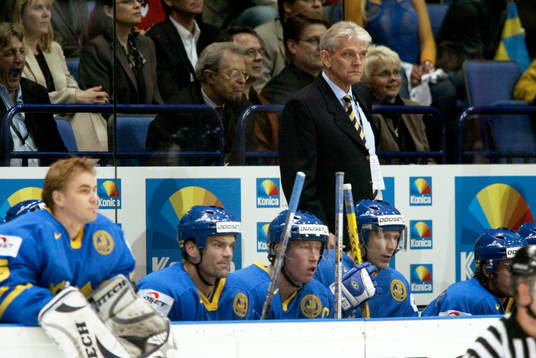 Ishockey, VM, Sverige, bås,Hardy Nilsson, tränare