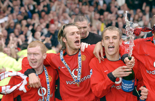 Paul Scholes , David Beckham och Phill Neville, Manchester