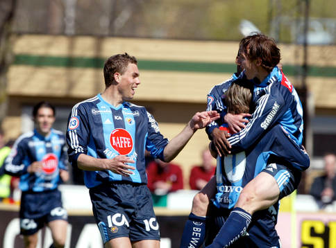 Johan Elmander, Kim Källström och Andreas Johansson,