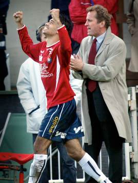 Bosco, Örgryte och Erik Hamrén, tränare Örgryte jubel