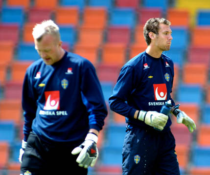 Magnus Hedman, målvakt och Andreas Isaksson, målvakt,