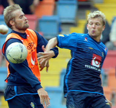 Olof Mellberg och Marcus Allbäck, Sverige