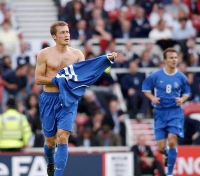 Slovakiens Vladimir Janocko, jubel