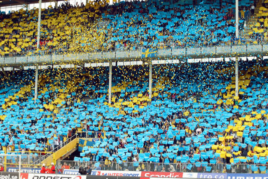 Supporter, Sverige. Läktare, konfetti