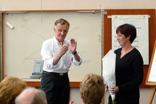 Börje Sandgren och Mona Sahlin, idrottsminister
