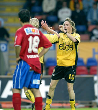 Målskytten Lasse Nilsson, Elfsborg jublar