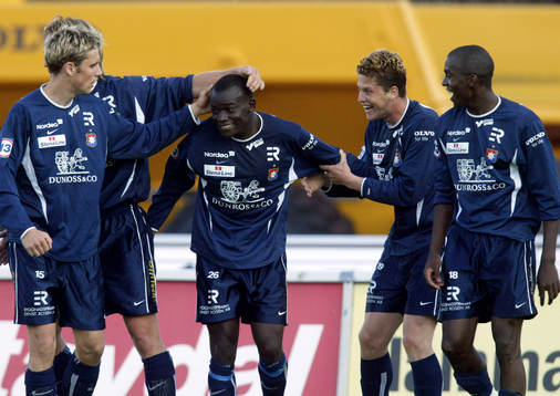 0-2 Örgryte jublar, fr.v. Marcus Dahlin, Edwin Pihri och