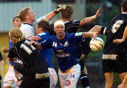Johan Laursen och Björn Levin, målvakt, Trelleborg