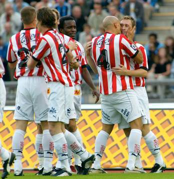 Jubel, Malmö FF, Peter Ijeh och Niklas Skoog