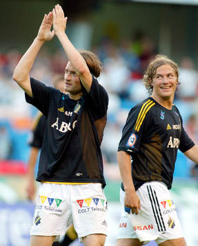 Mats Rubarth och Daniel Hoch, AIK, jubel