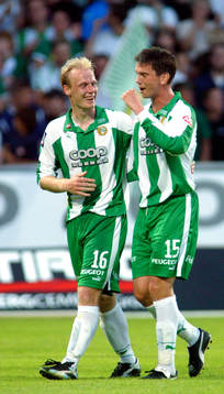 Johan Andersson och Mikael Andersson, Hammarby, jubel,
