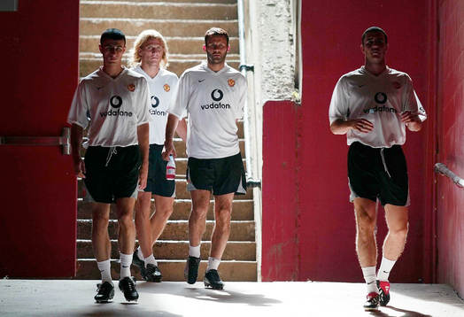 Ryan Giggs, Manchester United och lagkamrater på väg till