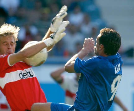Timo Hildebrand, målvakt Stuttgart och Martin Max, Rostock