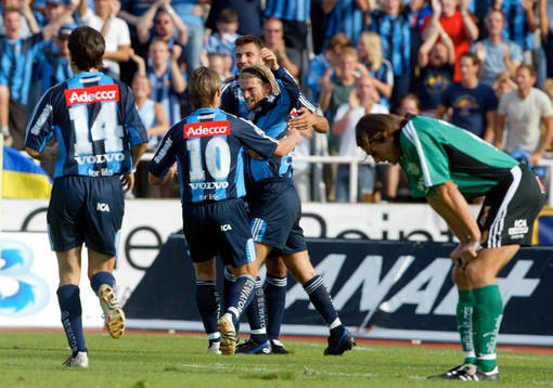 Djurgården jublar. Jubel, glädje