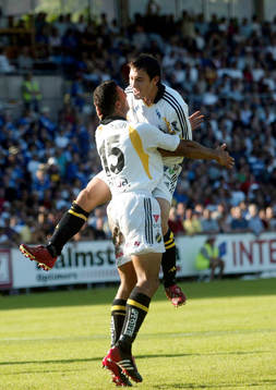 Arash Talebinejad och Stefan Ishizaki. AIK. Jubel, glädje