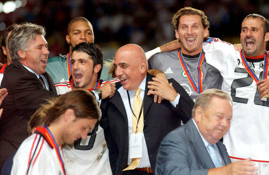 Fotboll, italiensk, Ancelotti, Gattuso och Galliani, Milan