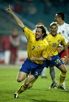 Mikael Nilsson, Sverige 0-1. Jubel