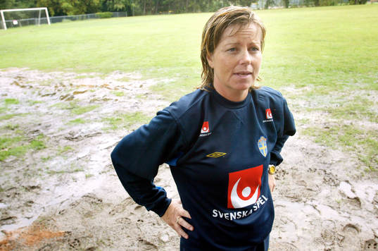 Fotboll, VM, dam, Sverige, träning. Marika Domanski