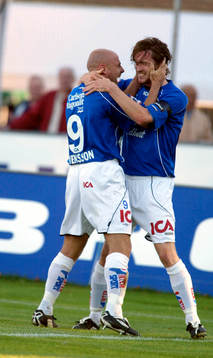 Magnus Svensson och Mikael Nilsson, Halmstad, jubel