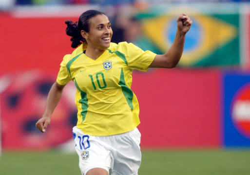 Martha, Brasilien, kvitterade på straff. Jubel