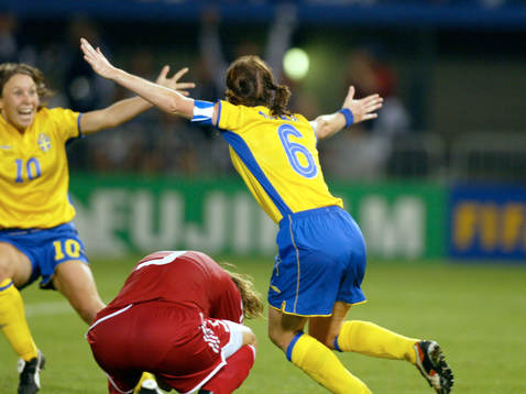 1-1 Malin Moström, Sverige kvitterar, jubel med Hanna