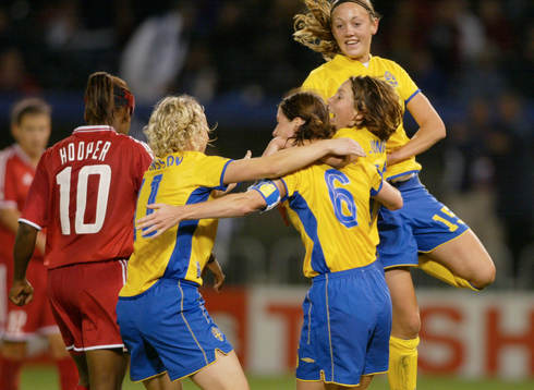 1-1 Malin Moström, Sverige kvitterar, jubel med Hanna