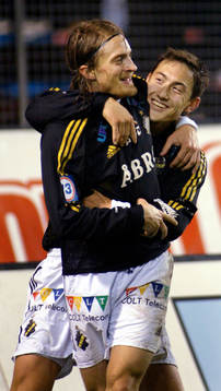Mats Rubarth och Stefan Ishizaki,  AIK, jubel